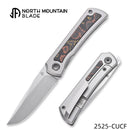North Mountain Blade Sun 2525-CUCF Mini Folding Knife 2.5" M390 Hand-Brushed Blade Titanium Handle Carbon Fiber Inlay Front Flipper Frame Lock