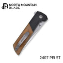 North Mountain Blade 2407-PEI-ST Chop 2 3.5" Tanto Folding Knife Amber PEI Textured Handle Button Lock
