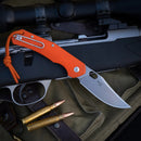 Giant Mouse ACE Jutland 3.35in Stonewashed ELMAX Blade Orange G10 Handles