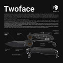 Remette RT-TwoFace DSTF-A – 3.03" M390 Spear Point Blade, Sandblasted Titanium Handle