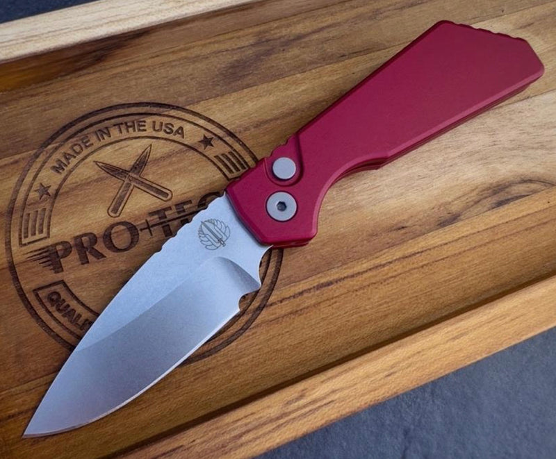 Pro-Tech PT201-RED Strider PT+ Magnacut Steel Red Aluminum Handles