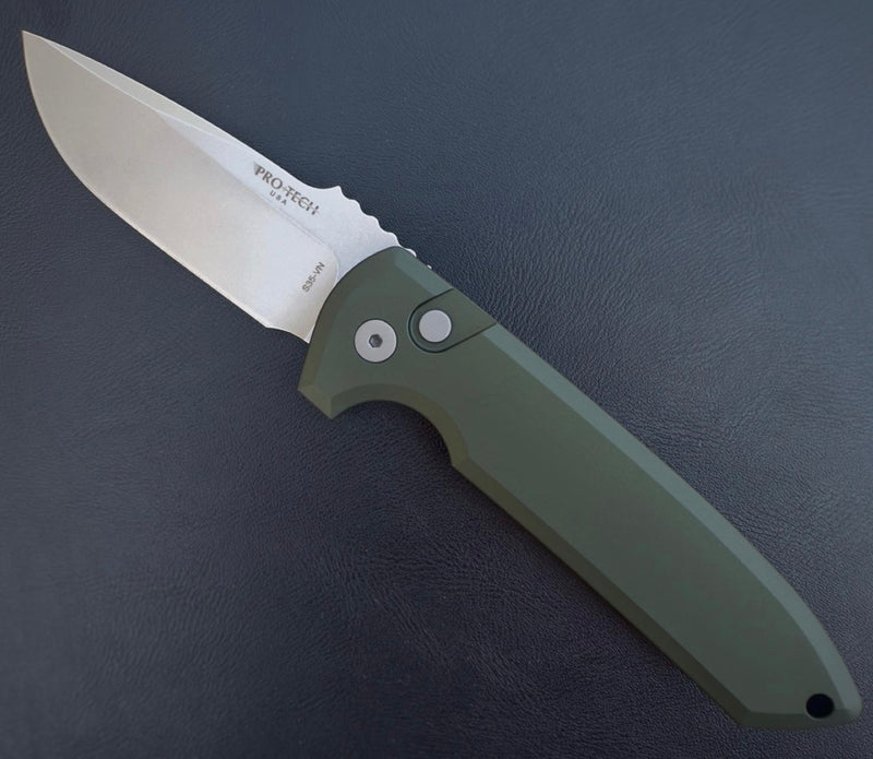 Pro-Tech LG301-Green Rockeye Automatic Folding Knife Green Handles Stonewashed CPM-S35VN Steel Blade