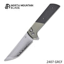 North Mountain Blade 2407-GRCF Chop 2 3.5" Tanto Folding Knife Grey Aluminum & Carbon Fiber Handle Button Lock
