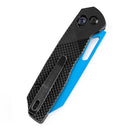 Tenable Shard Cross Bar Lock 3.47in Blue Coated 14C28N Blade Black Aluminum Diamond Pattern Handle T1006V2