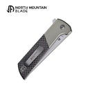 North Mountain Blade 2407-GRCF Chop 2 3.5" Tanto Folding Knife Grey Aluminum & Carbon Fiber Handle Button Lock