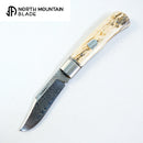 North Mountain Blade【Lanny】Damasteel Blade Steel Frame Mammoth Tusk Handle Non-locking Prototype