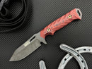 Dawson Knives Shepherd Fixed Blade Knife 3.87in CPM Magnacut Steel Apocalypse Black Finish Red/Black Textured G10 Handles - Made in USA