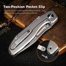 Remette RT-TwoFace DSTF-A – 3.03" M390 Spear Point Blade, Sandblasted Titanium Handle