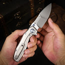 Remette RT-TwoFace DSTF-A – 3.03" M390 Spear Point Blade, Sandblasted Titanium Handle