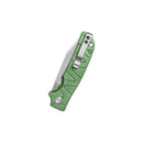 QSP Kali Button Lock 3.25in Stonewashed 14C28N Blade Green Aluminum Handle (QS159-E1)