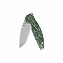 QSP Turtle Punk Stonewashed 3.5in 14C28N Blade Black/Green G10 Handle (QS158-C1)