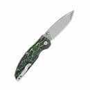 QSP Turtle Punk Stonewashed 3.5in 14C28N Blade Black/Green G10 Handle (QS158-C1)