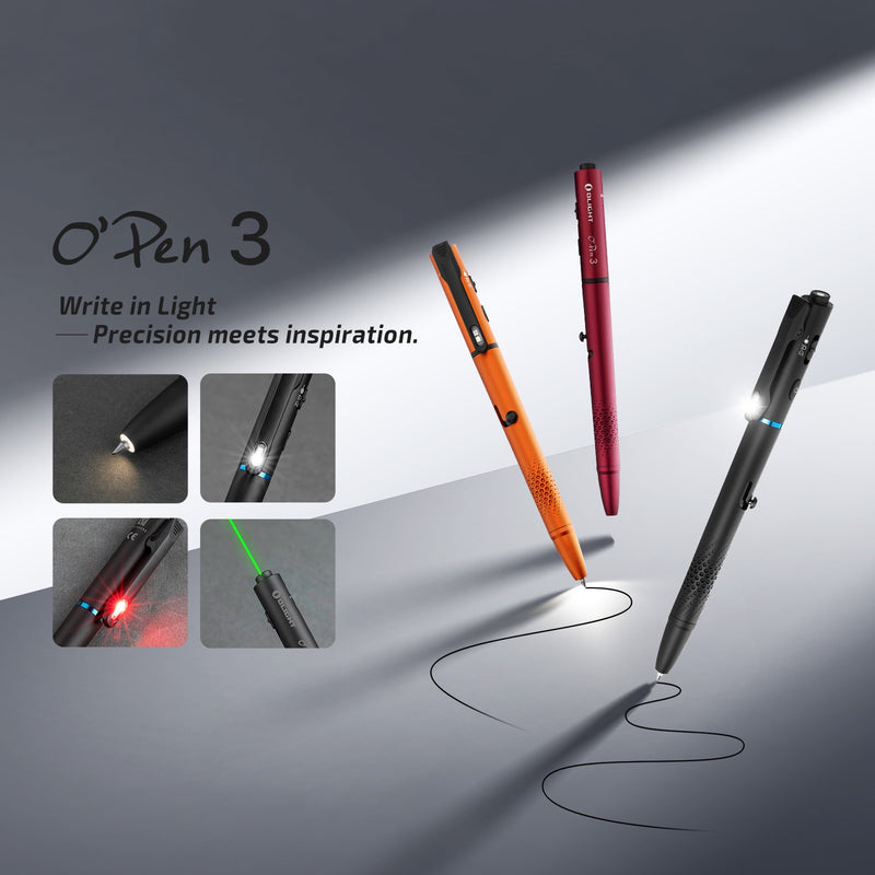 Olight O'Pen 3 Black 120 Lumen Pen Light with Green Laser