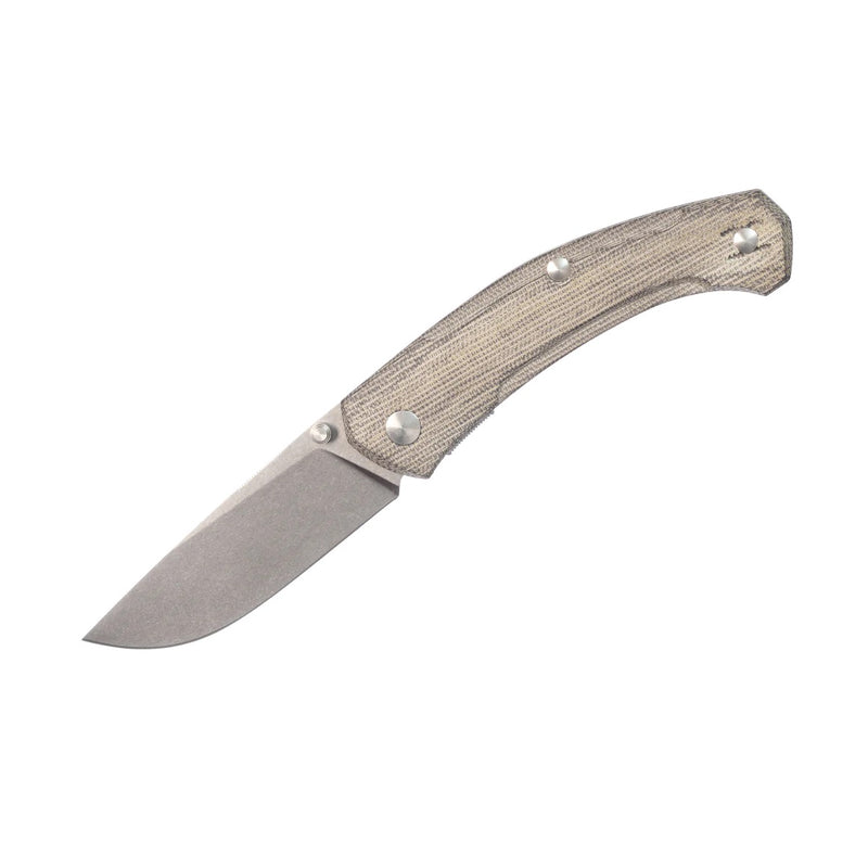 Giant Mouse Ace IONA V2 Folding Knife 3in Stonewashed Magnacut Blade Green Canvas Handles