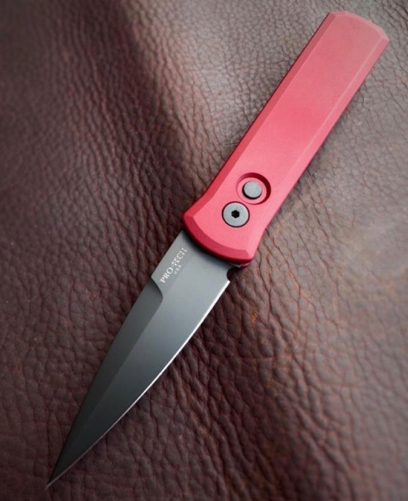 Pro-Tech 721-RED Godson Folding Knife Red Aluminum Handles 3.15in 154cm Steel Blade