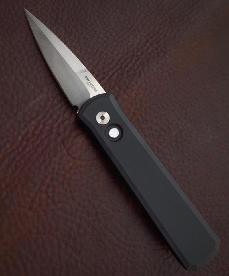 Pro-Tech Knives Godson 721-LTD Folding Knife 3.15in DLC Satin 154cm Steel Blade Pearl Button