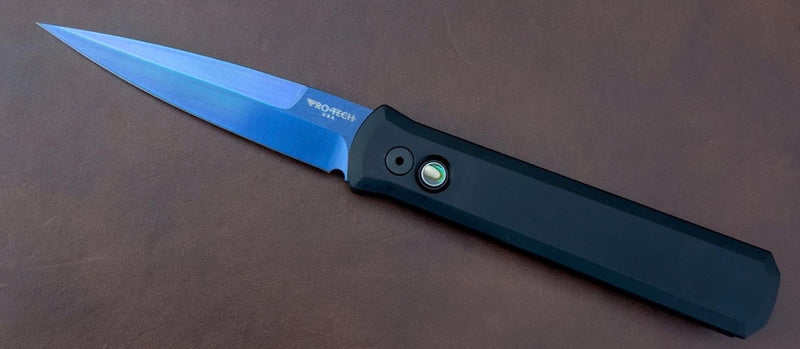 ProTech 921-SB Godfather Automatic 4in Sapphire Blue Spear Point 154cm Steel Blade