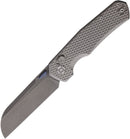 Kunwu Chad – 3.5″ Stonewashed PM60 Sheepsfoot Blade, Textured Titanium Handle (SX703T-1)