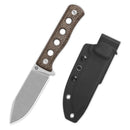 QSP Canary Fixed Blade 4.25in Cr8Mo2VSi Steel Dark Brown Rough Micarta Handle QS155-A1