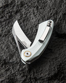 Bestech Knives BIHAI BG53E Folding Knife 2.15in 14C28N Steel White G10 Handles
