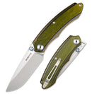 Remette Wild Species 3.27in 14C28N Blade Green G10 Handles Orange Liners - GC103