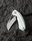 Bestech Knives BIHAI BG53E Folding Knife 2.15in 14C28N Steel White G10 Handles