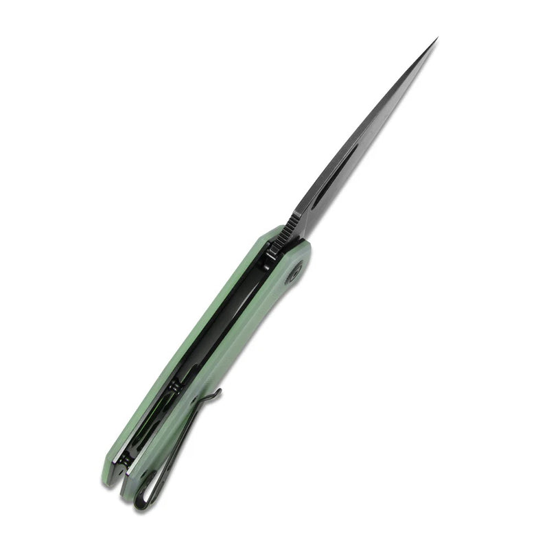 Kubey Coeus Folding Pocket Knife 3.11in Dark Stonewashed D2 Steel Jade Textured G10 Handles