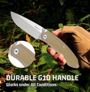 Remette Wild Species GC103-C Folding Knife – 3.27" 14C28N Drop Point Blade, Tan G10 Handle