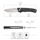 Remette WD107MGB – 3.11" 14C28N Drop Point Folding Knife, Black Micarta Handles with Button Lock