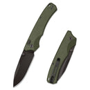 Remette WD107M – 3.11" 14C28N Drop Point Folding Knife, Green Micarta Handles with Button Lock