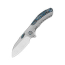 QSP Capybara 3in Satin Böhler M390 Blade Bead Blast Titanium Handle w/ Blue Camo Carbon Fiber Inlay QS152-A1