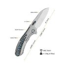 QSP Capybara 3in Satin Böhler M390 Blade Bead Blast Titanium Handle w/ Blue Camo Carbon Fiber Inlay QS152-A1