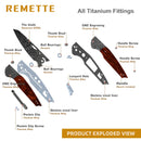 Remette WD107 Hidden Pivot Damascus Folding Knife – 3.15" Reverse Tanto Blade, Desert Ironwood & Titanium Handle