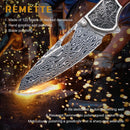 Remette WD107 Hidden Pivot Damascus Folding Knife – 3.15" Reverse Tanto Blade, Desert Ironwood & Titanium Handle