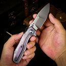 Remette RT-TwoFace DSTF-B – 3.03" M390 Spear Point Blade, Grilled Blue Stonewashed Titanium Handle