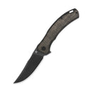 QSP Walrus 3.37in Black Stonewashed D2 Blade Dark Brown Rough Micarta Handle QS151-B2