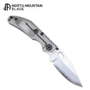 North Mountain Blade BBNM 2521-PRGR 3.54" SLD Bowie Folding Knife Purple & Yellow Ceramic Carbon Fiber Titanium Handle