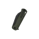 QSP Swordfish Button Lock 3.62in Black Stonewashed Blade Green Micarta Handle QS149-B2