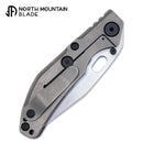 North Mountain Blade BBNM 2521-PRGR 3.54" SLD Bowie Folding Knife Purple & Yellow Ceramic Carbon Fiber Titanium Handle