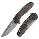Kansept Cassowary 2.9" Damascus with Black Stonewashed Titanium & Copper Carbon Fiber Handles - K2065B5