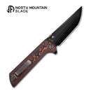 North Mountain Blade CHOP2 Red Ceramic Carbon Fiber 3.5" SLD-Magic DLC Button Lock Knife – .45 Thumb Disc (2406-ORCF-DLC)