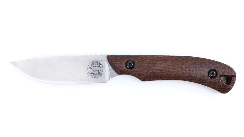 White River Smith & Sons Axiom Fixed Blade – CPM Magnacut Steel, Natural Burlap Micarta Handle, Kydex Sheath (USA Made)