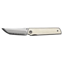 North Mountain Blade 2412-Bone CHOP 4 – SLD San Mai Japanese Tanto Front Flipper | Smooth Bone Handle | Liner Lock