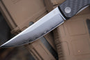 North Mountain Blade Kaiken Japanese Style Folding Knife 3.5in SLD-Magic Steel Carbon Fiber Handle