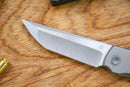 North Mountain Blade Kick Stop Chop Japanese Style M390 Tanto Blade Flat Titanium Handle