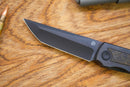 North Mountain Blade Kick Stop Chop Japanese Style DLC Tanto M390 Blade Dark Matter Carbon Fiber Inlay Titanium handle