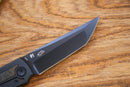 North Mountain Blade Kick Stop Chop Japanese Style DLC Tanto M390 Blade Dark Matter Carbon Fiber Inlay Titanium handle