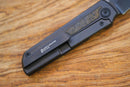 North Mountain Blade Kick Stop Chop Japanese Style DLC Tanto M390 Blade Dark Matter Carbon Fiber Inlay Titanium handle