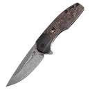 Kansept Cassowary 2.9" Damascus with Black Stonewashed Titanium & Copper Carbon Fiber Handles - K2065B5