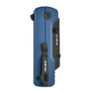 Rear view of OKnife U1 Ultra Navy Blue utility knife with black clip and handle